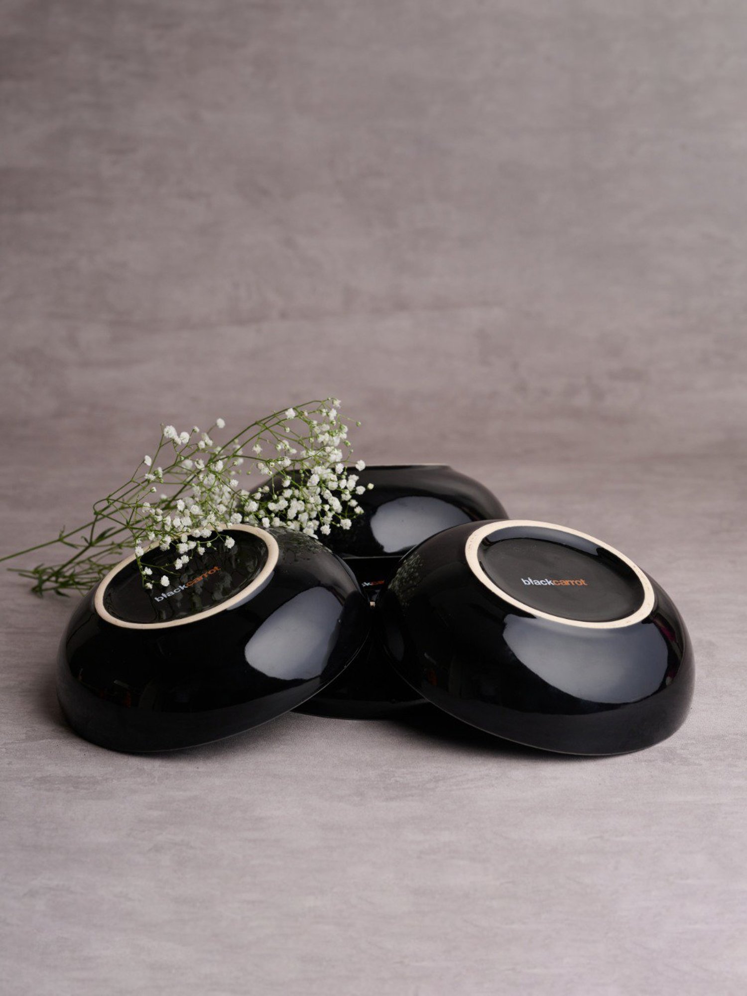 BlackCarrot Black Ceramic Snack Bowls Set of 2