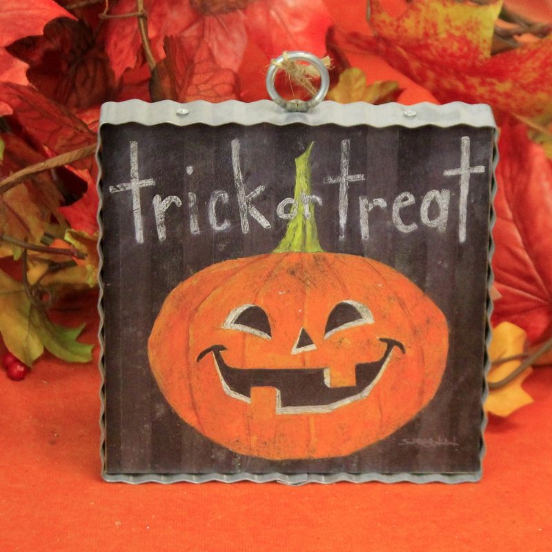 Halloween 6.0" Trick Or Treat Jack-O-Lantern Mini Pumpkin  -  Wall Sign Panels