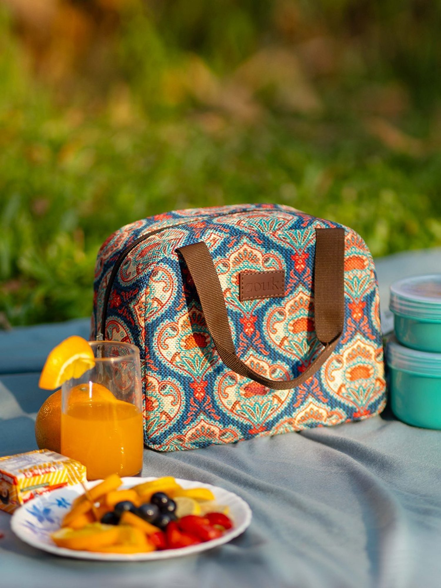 ZOUK Blue Printed Lunch Bag