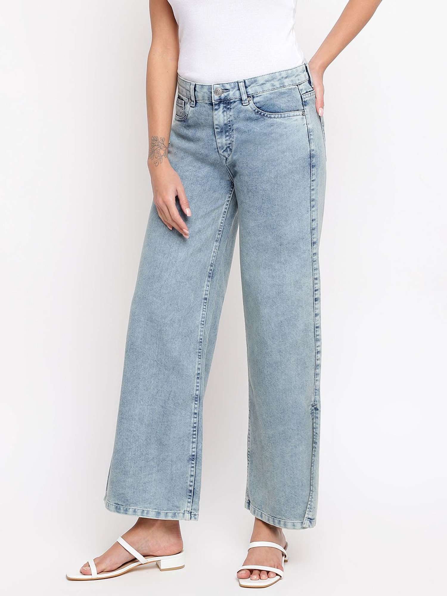 Tales & Stories Light Blue Mid Rise Flared Jeans