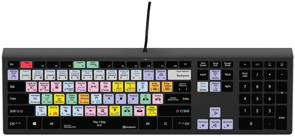 KB Covers Backlit Adobe Premiere Pro CC Keyboard | Editing Mechanical Keyboard Compatible with Windows PC | USB-A & Wireless