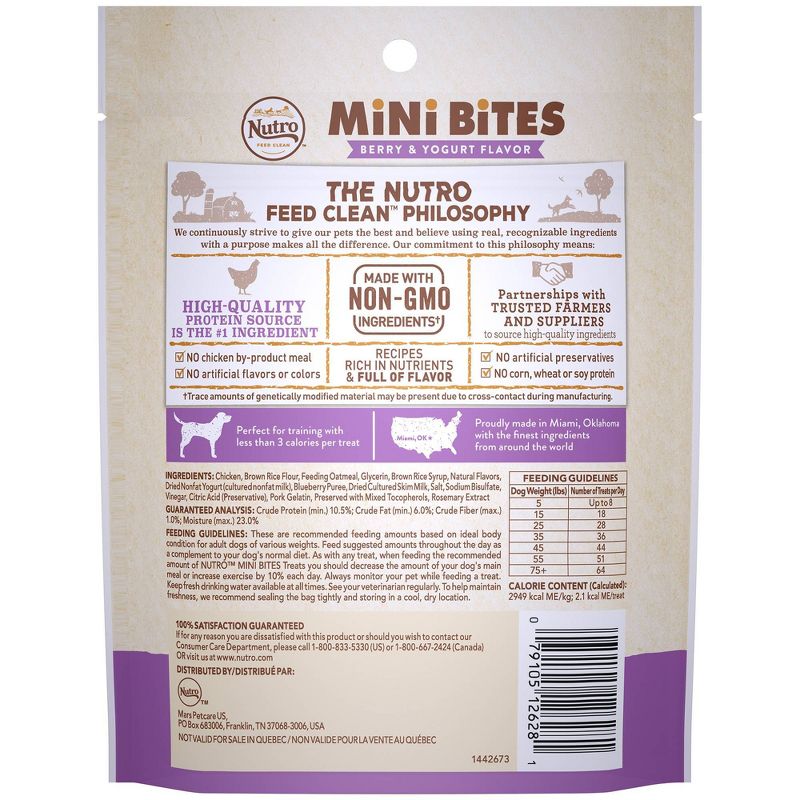 Nutro Feed Clean Mini Bites Berry & Yogurt Dog Treats - 8oz