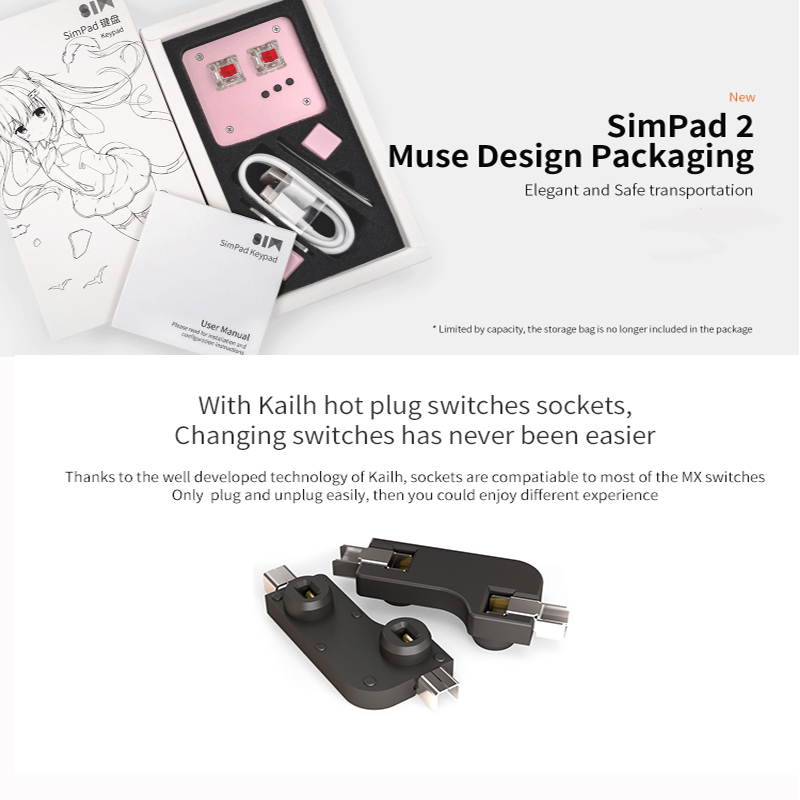 CUUWE SimPad  Mini Keyboard Touch Wheel Axle Tester Gaming Keypad Osu support Cheery Mx Red Switch Gaming Mechanical Keyboard