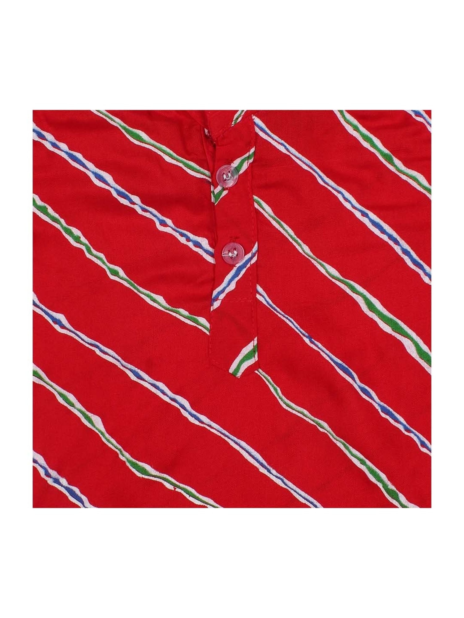 Ahhaaaa Kids Red & White Cotton Striped Kurta Set