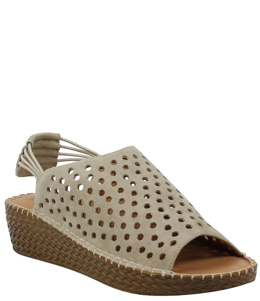 L'Amour Des Pieds Yizzy Perforated Suede Slingback Wedges