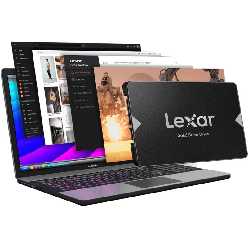 Lexar NS200 480 GB Solid State Drive - 2.5" Internal - SATA (SATA/600) - Black - 550 MB/s Maximum Read Transfer Rate - 3 Year Warranty