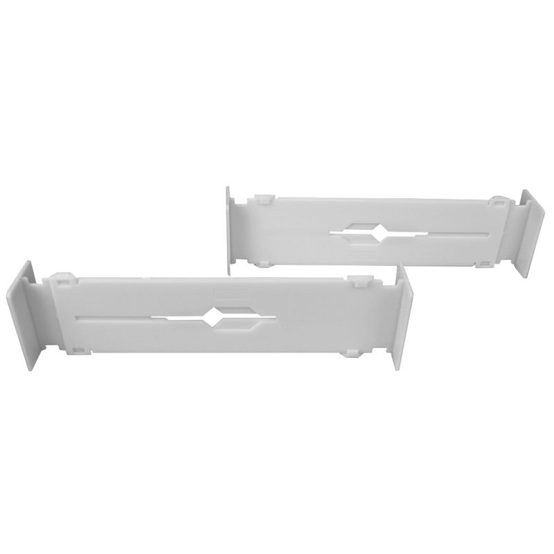 Home Basics 2 Piece Plastic Adjustable Drawer Dividers, White