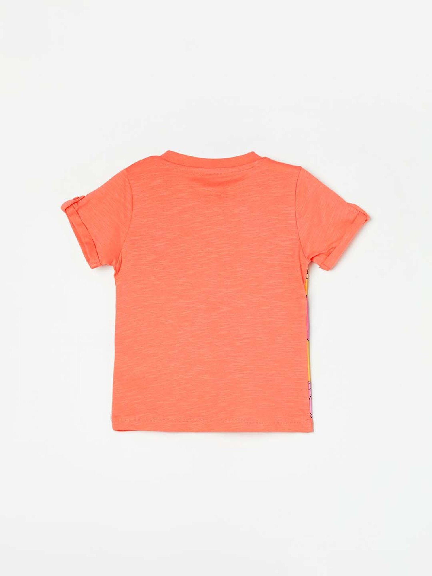 Juniors by Lifestyle Peach Cotton Printed T-Shirt