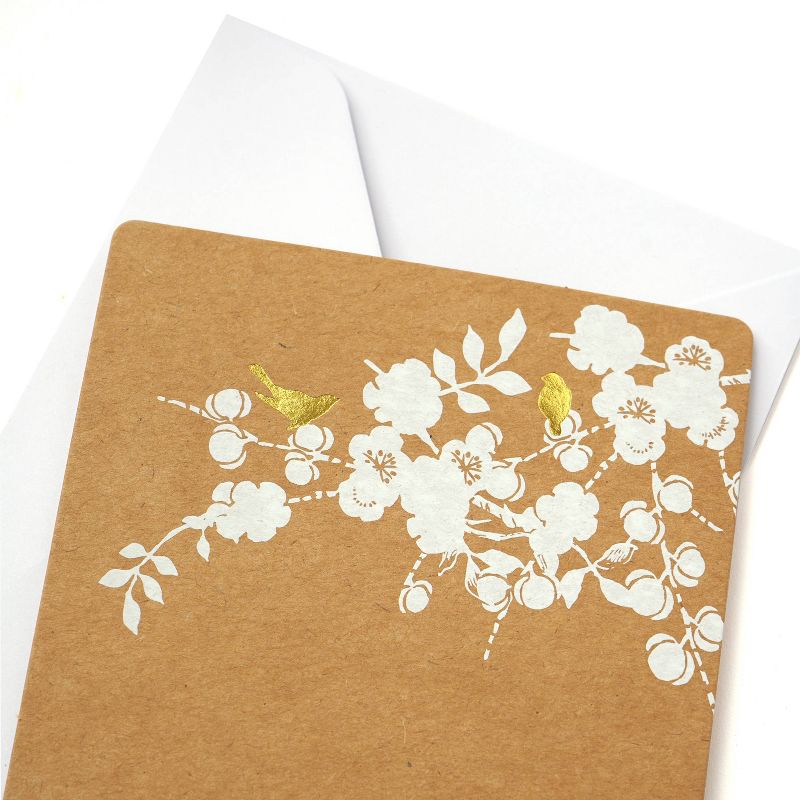 50ct Birds On Kraft Foil Invitation Pack