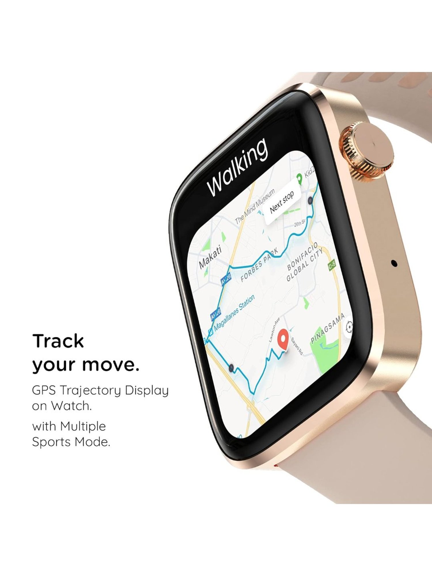 Pebble Cosmos Prime 1.91 inch Bluetooth Calling Smart Watch - Ivory Gold