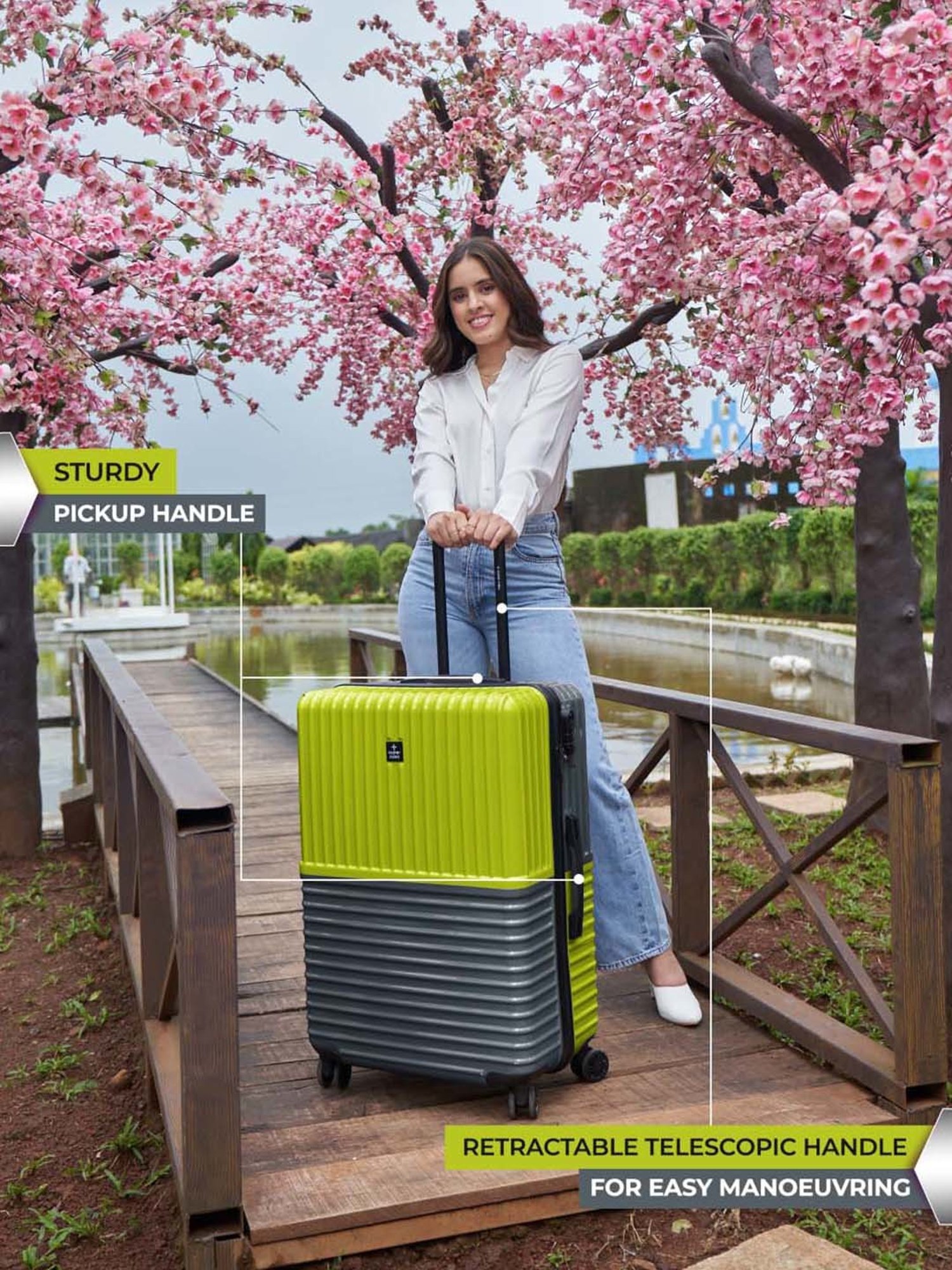 Nasher Miles Istanbul Hard-Sided Polycarbonate Se of2 Trolley Bags (55 & 65 cm) (Lime Green-Olive)