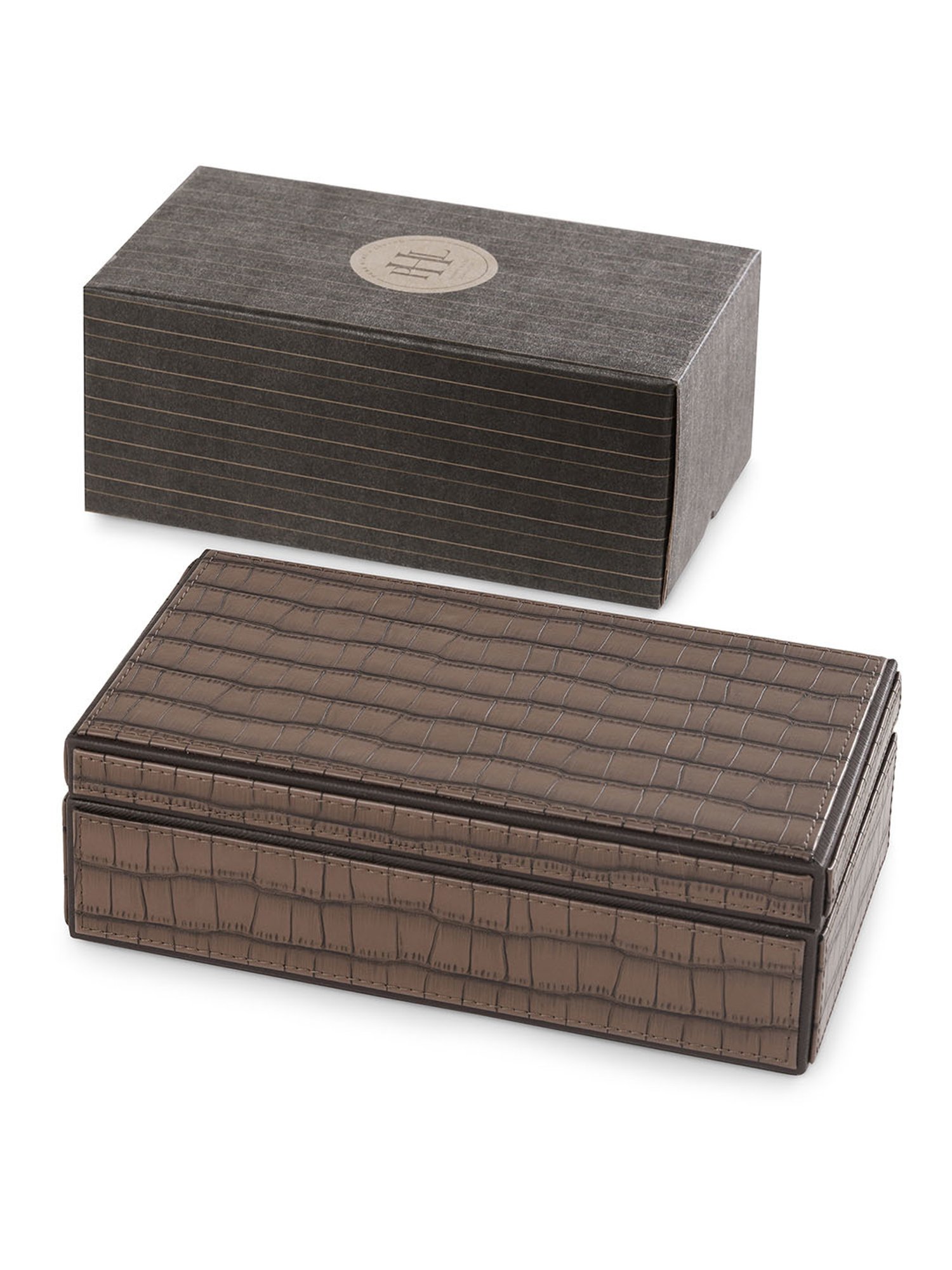 Pure Home and Living Brown Leather Storage Boxes