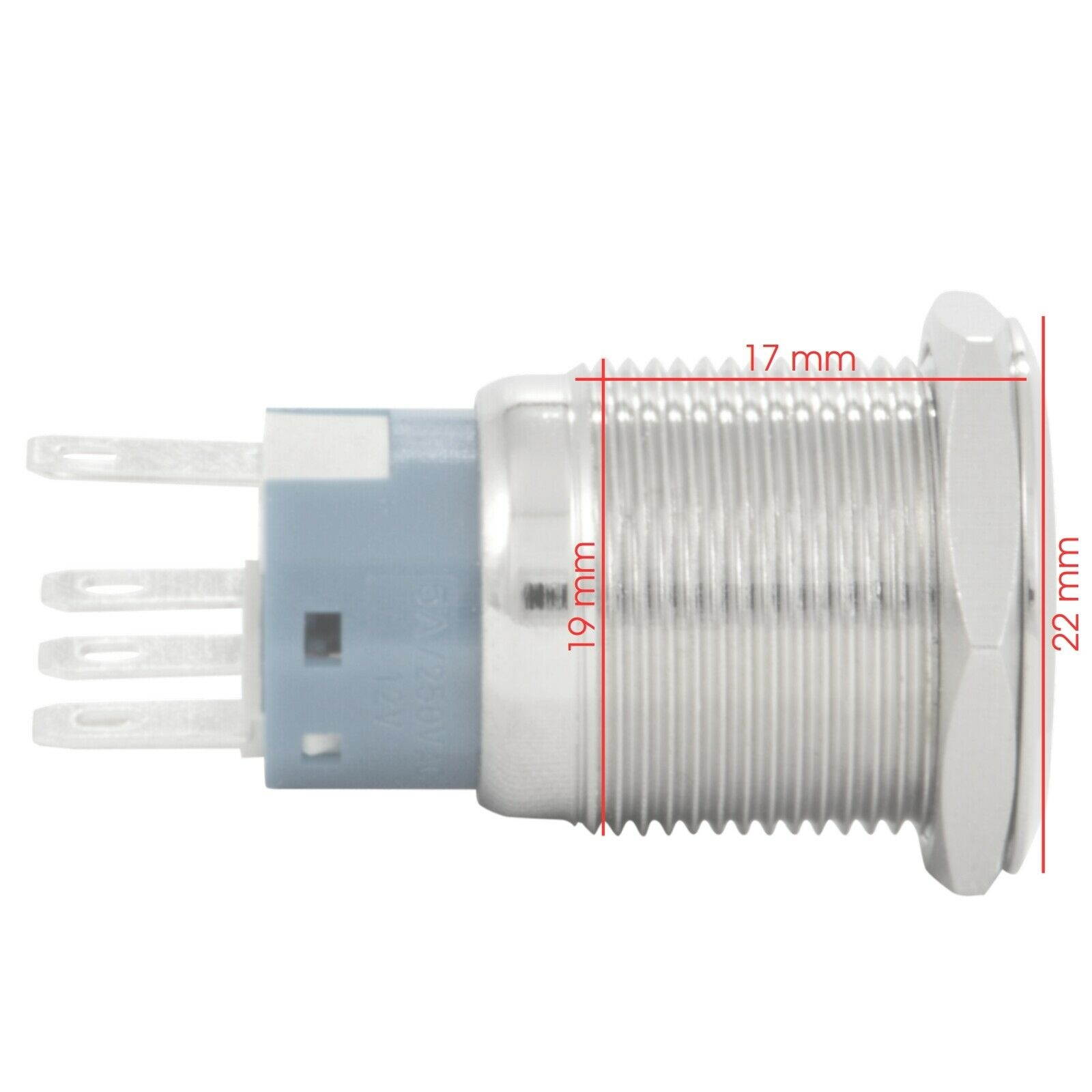 3/4" 19mm Momentary Push Button Starter Switch / Boat Horn Metal w/ Power LED