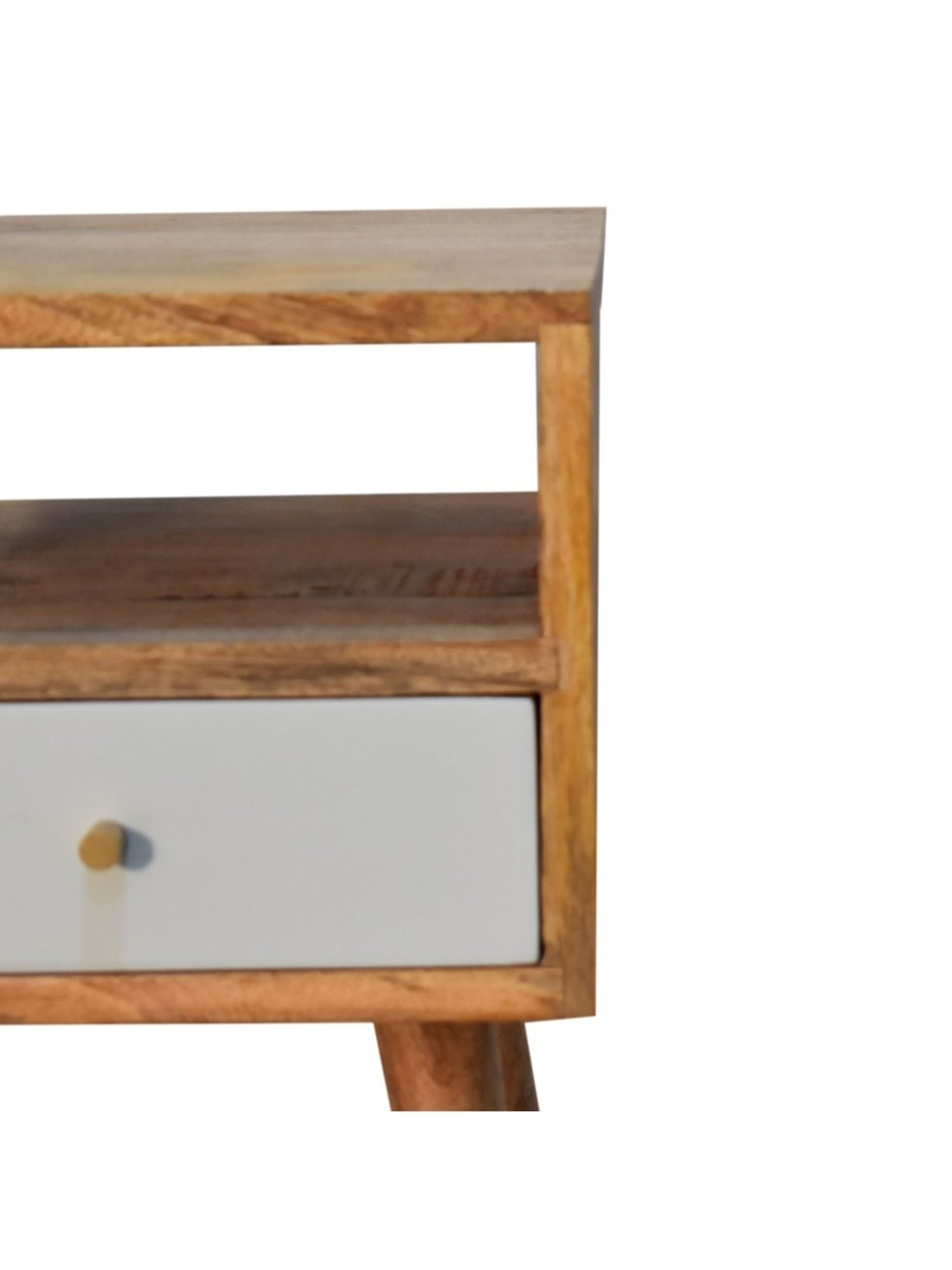 Artisan Furniture Solid Brown Mango Wood Side Table Sky Blue Finish