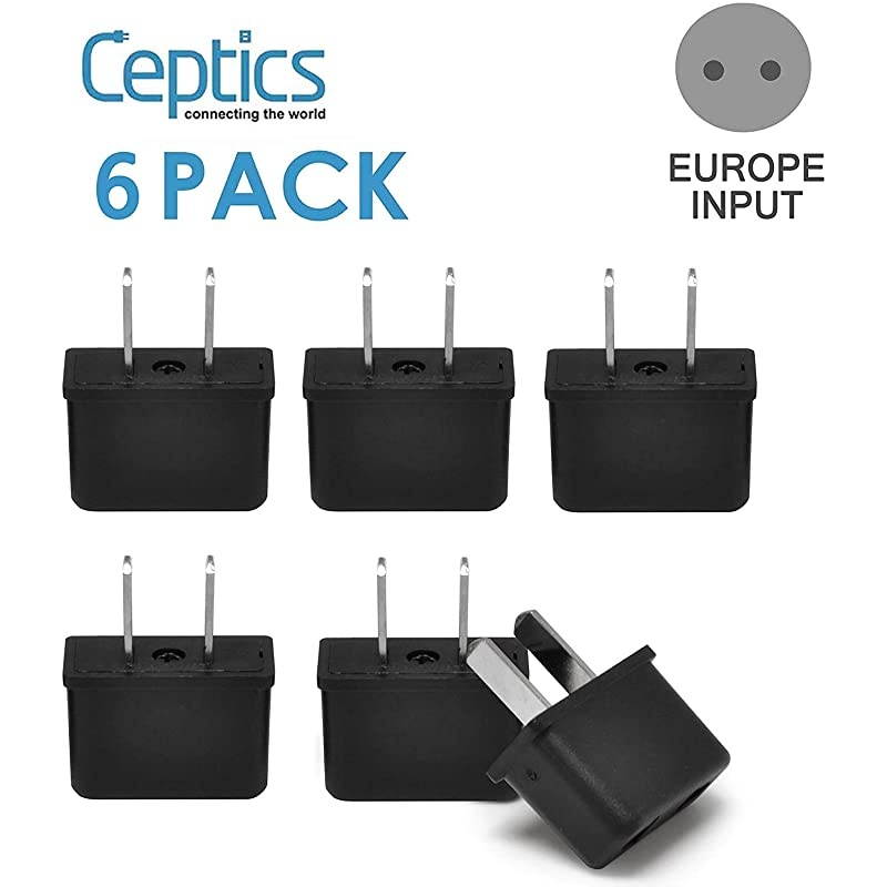 USA American Plug Adapter by  Europe Asia China to US 2 Pin Adaptor Type C to Type A Power Wall Adapter Japan Canada 6 Pack