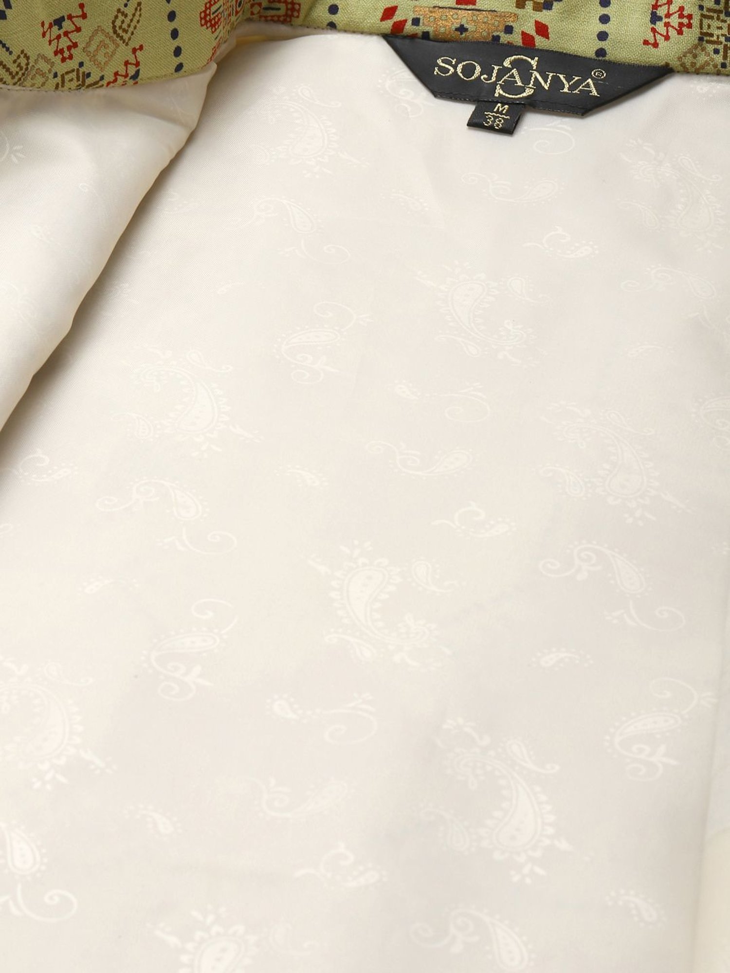 Sojanya Green Cotton Linen Regular Fit Self Pattern Nehru Jacket