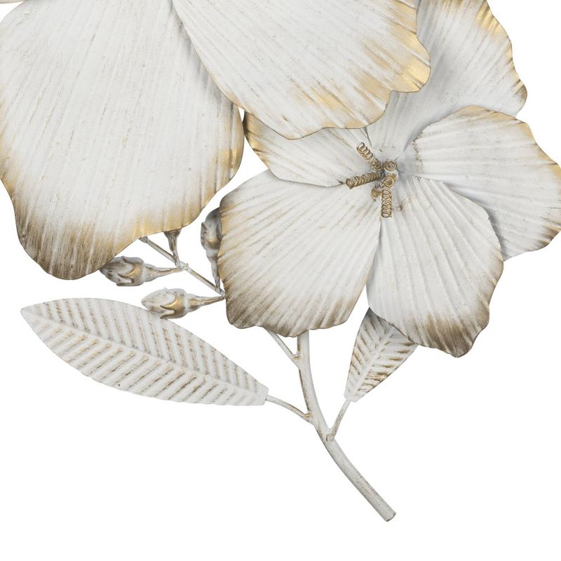Blooming White and Gold Metal Flower Wall Decor - Stratton Home Décor