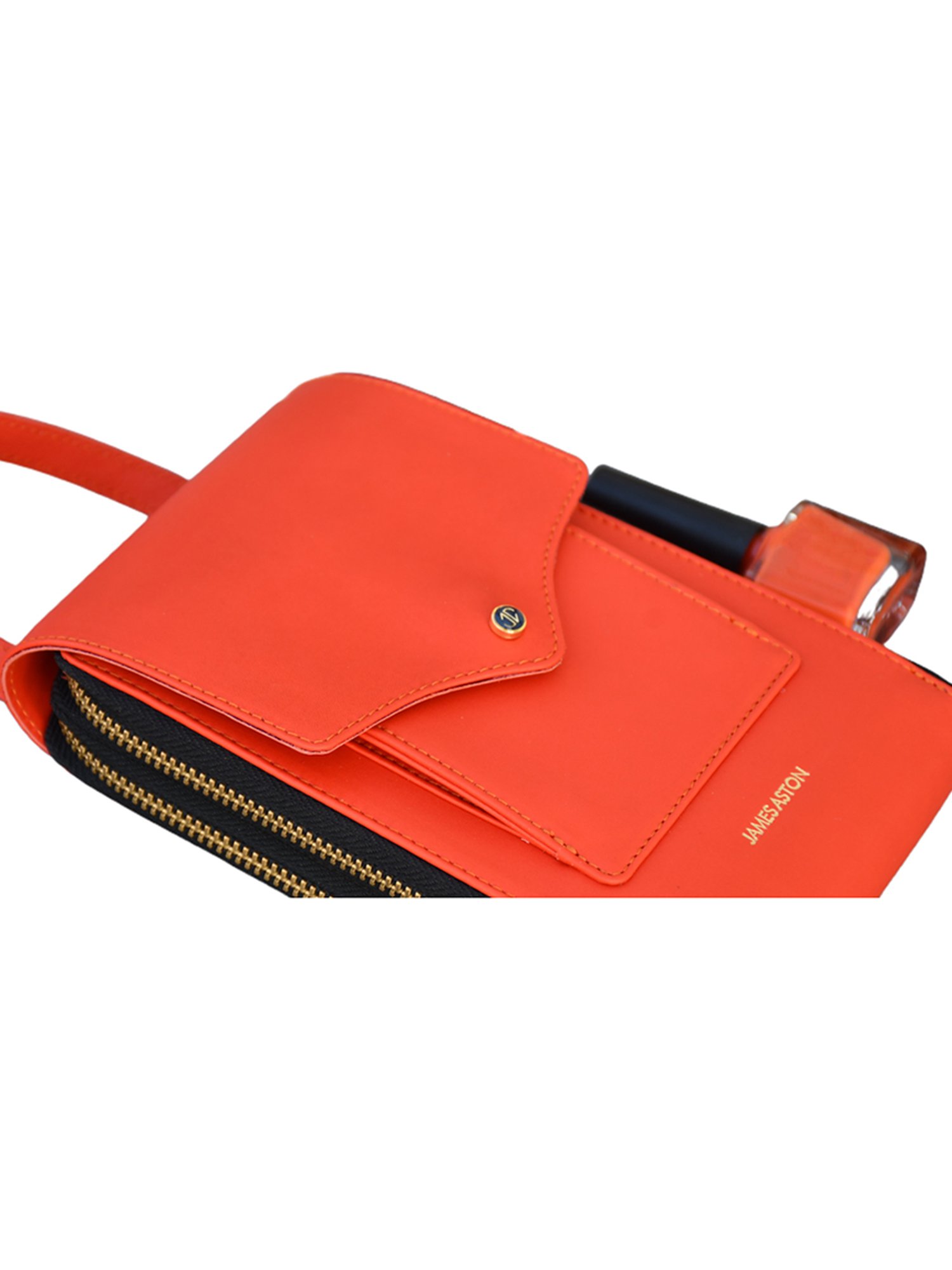 James Aston Aurora Orange Peach Leather Cross Body Bag