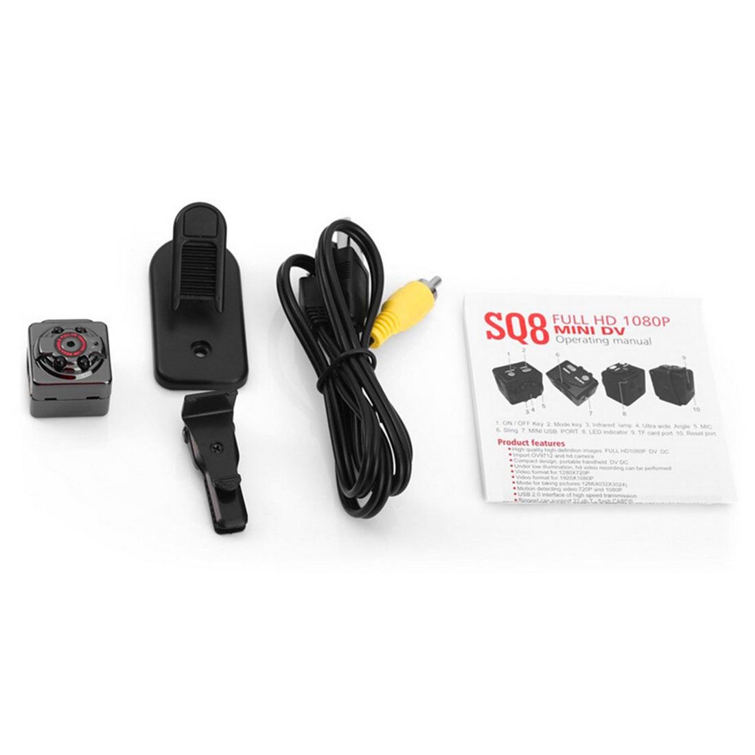 Mini Size Camera 1080P Sport Camera Dash Cam Monitoring Camera SQ8 Mini DV Black