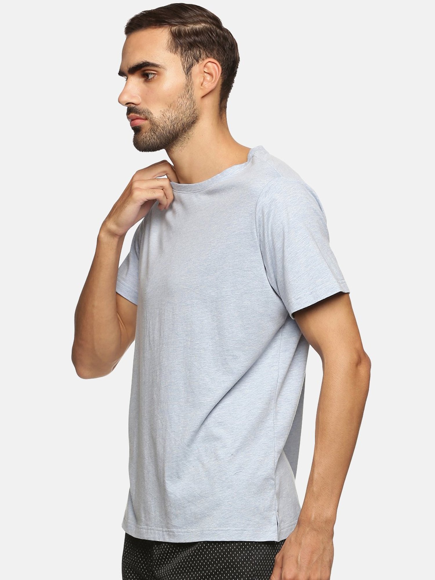 Don Vino Light Blue Regular Fit Crew T-Shirt