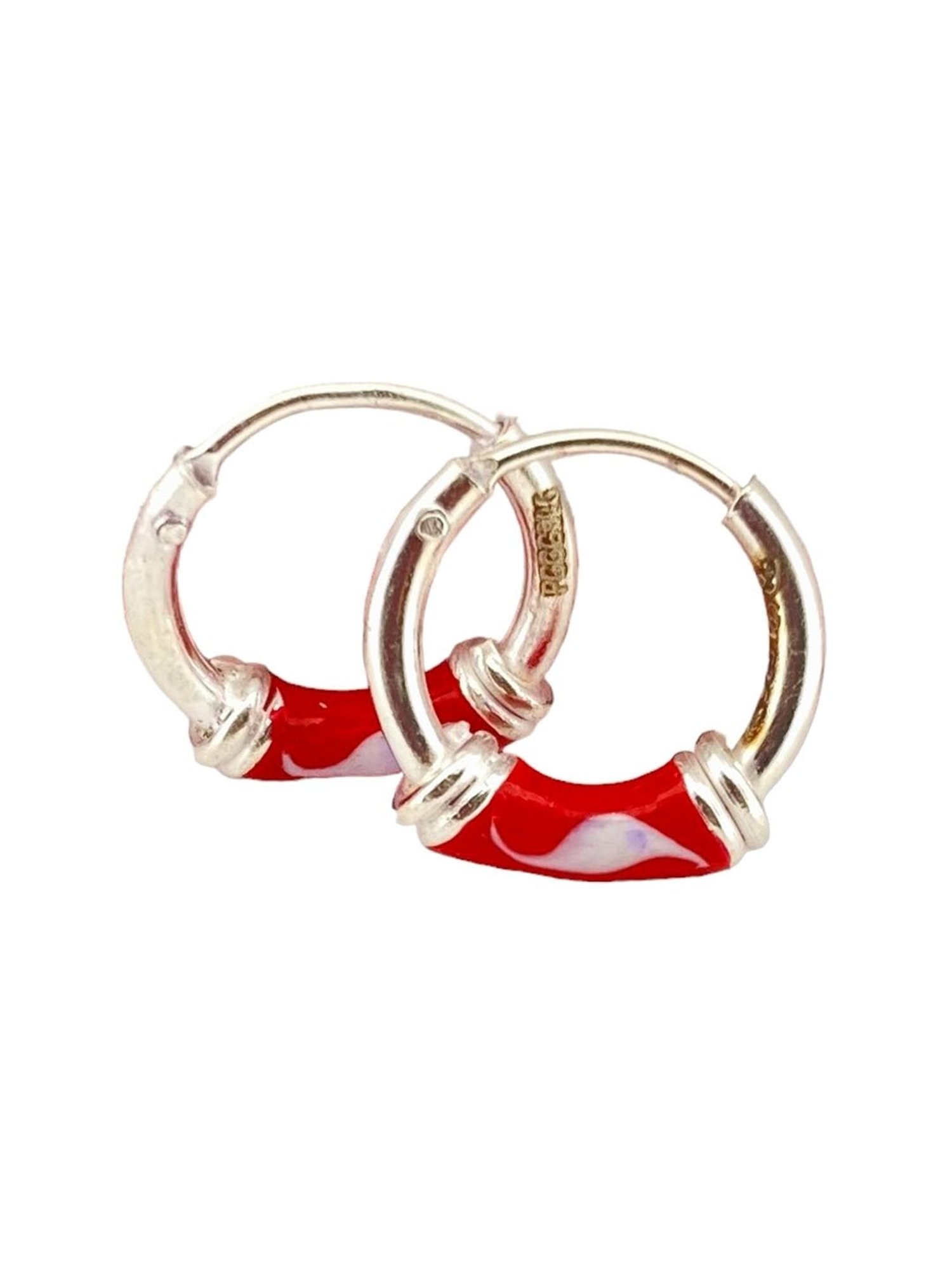 Rihi by P.C. Chandra Jewellers 92.5 Sterling Silver Red Hoop Earrings for Women & Girls