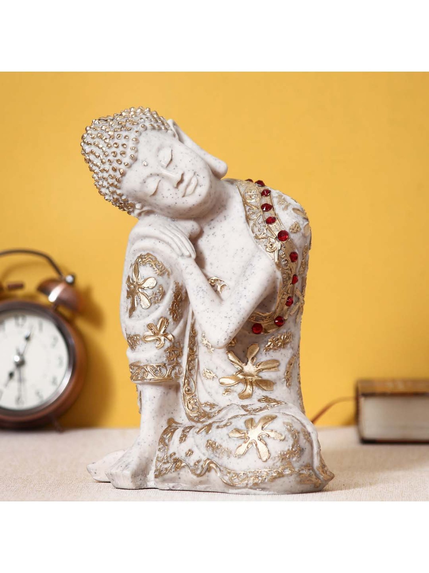 eCraftIndia Pleasing Resting Buddha on Knee Polyresin Decorative Showpiece