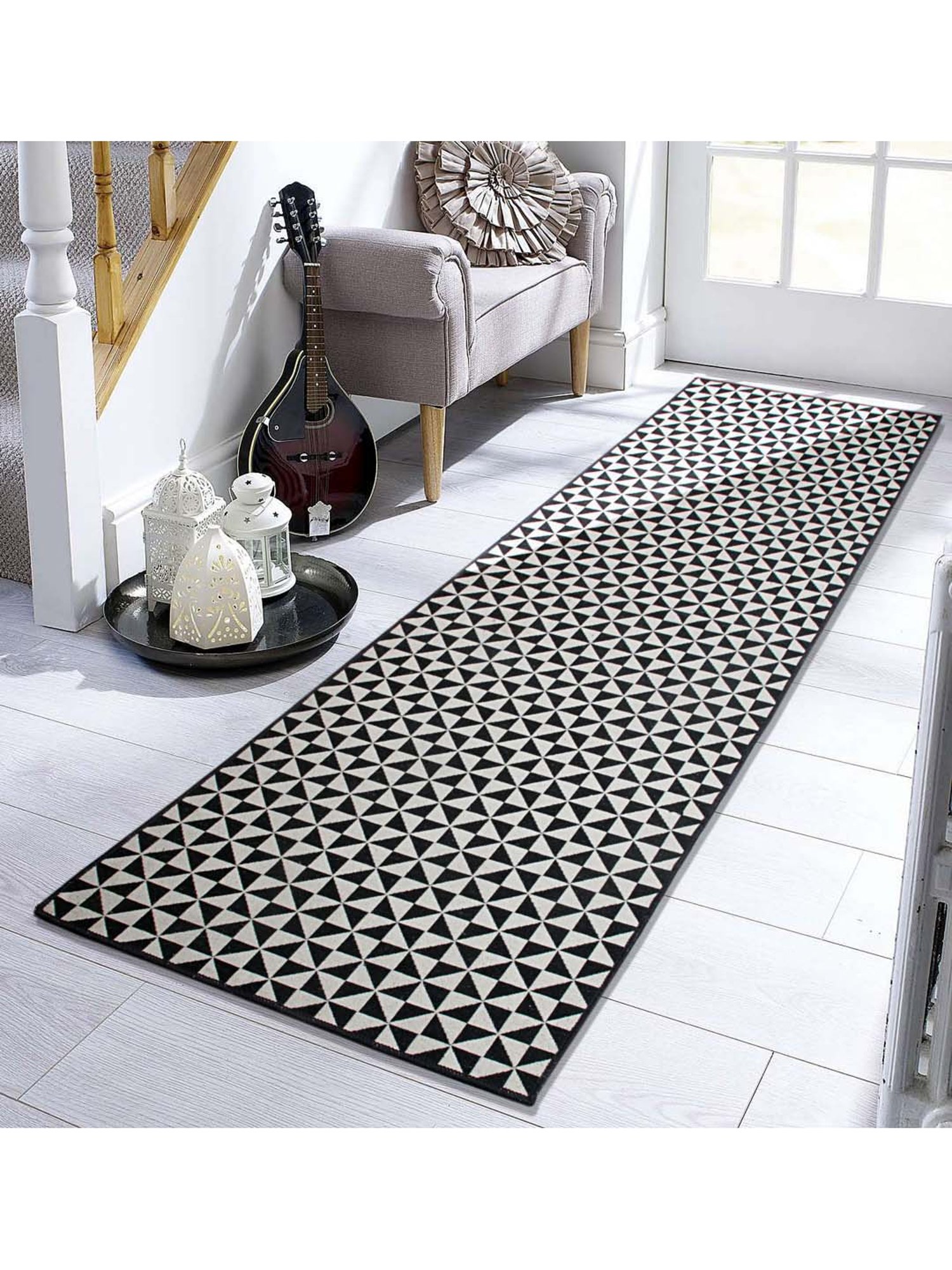 Saral Home Black & Beige Cotton Runner - Set of 1