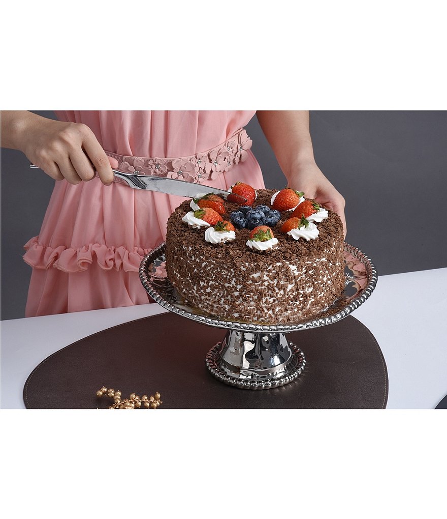 Pampa Bay Verona Porcelain Silver Round Cake Plate