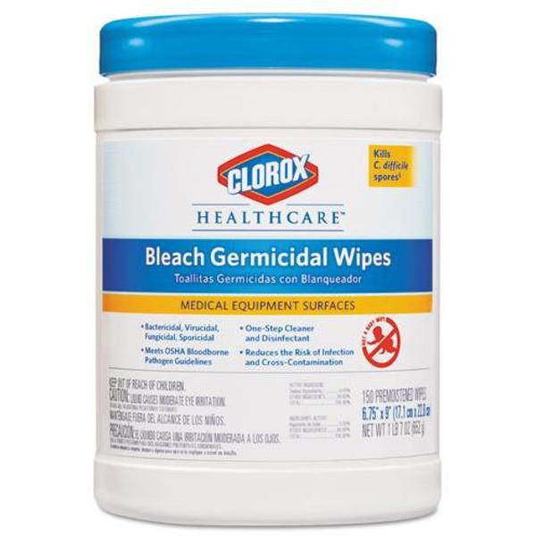 Germicidal Wipes, 6 X 5, Unscented, 150/Canister