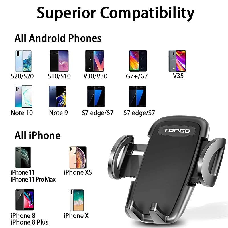 Adjustable Pole Automobile Cup Holder Smart Phone Cradle Car Mount for iPhone 12 Pro/XR/XS Max/X/11/8/7 Plus/6s/Samsung S10 /Note 9/S8 Plus/S7 Edge(Black, 11inch)