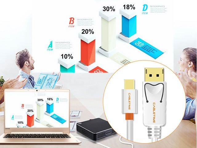 CABLETIME Mini DisplayPort to DisplayPort Cable Mini DP to DP Cord Support Video and Audio,Thunderbolt Compatible for Surface Pro 5 / Pro 4 / Pro 3, MacBook Air,etc (10 Feet/3m, Black)