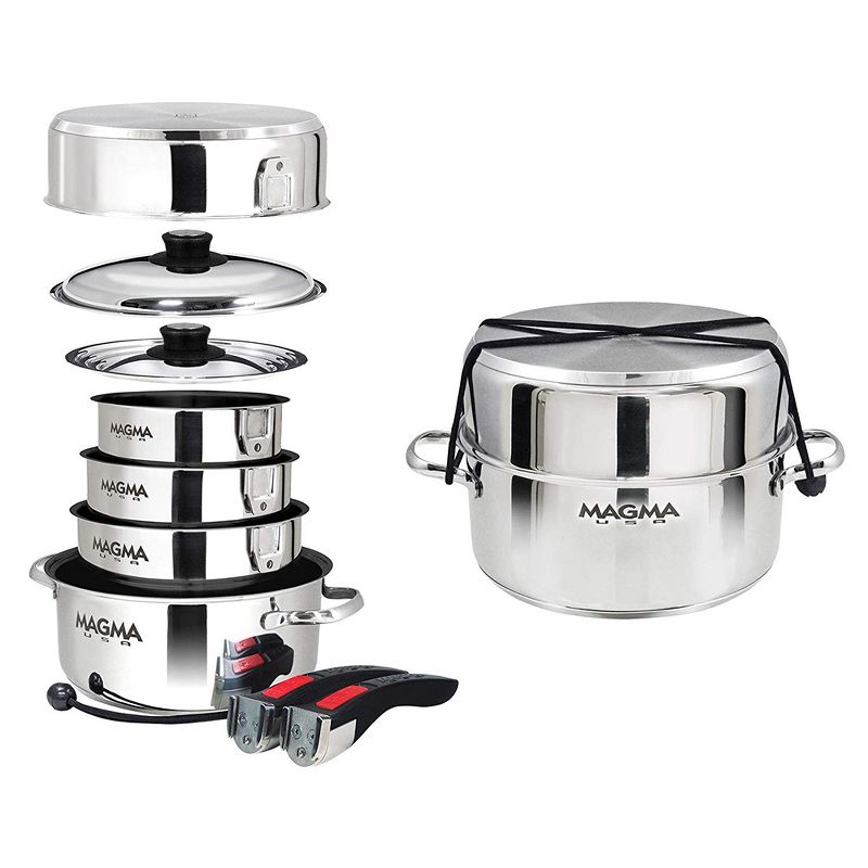 Magma 10 Piece Scratch Resistant Stainless Steel Non Stick Nesting Cookware Set