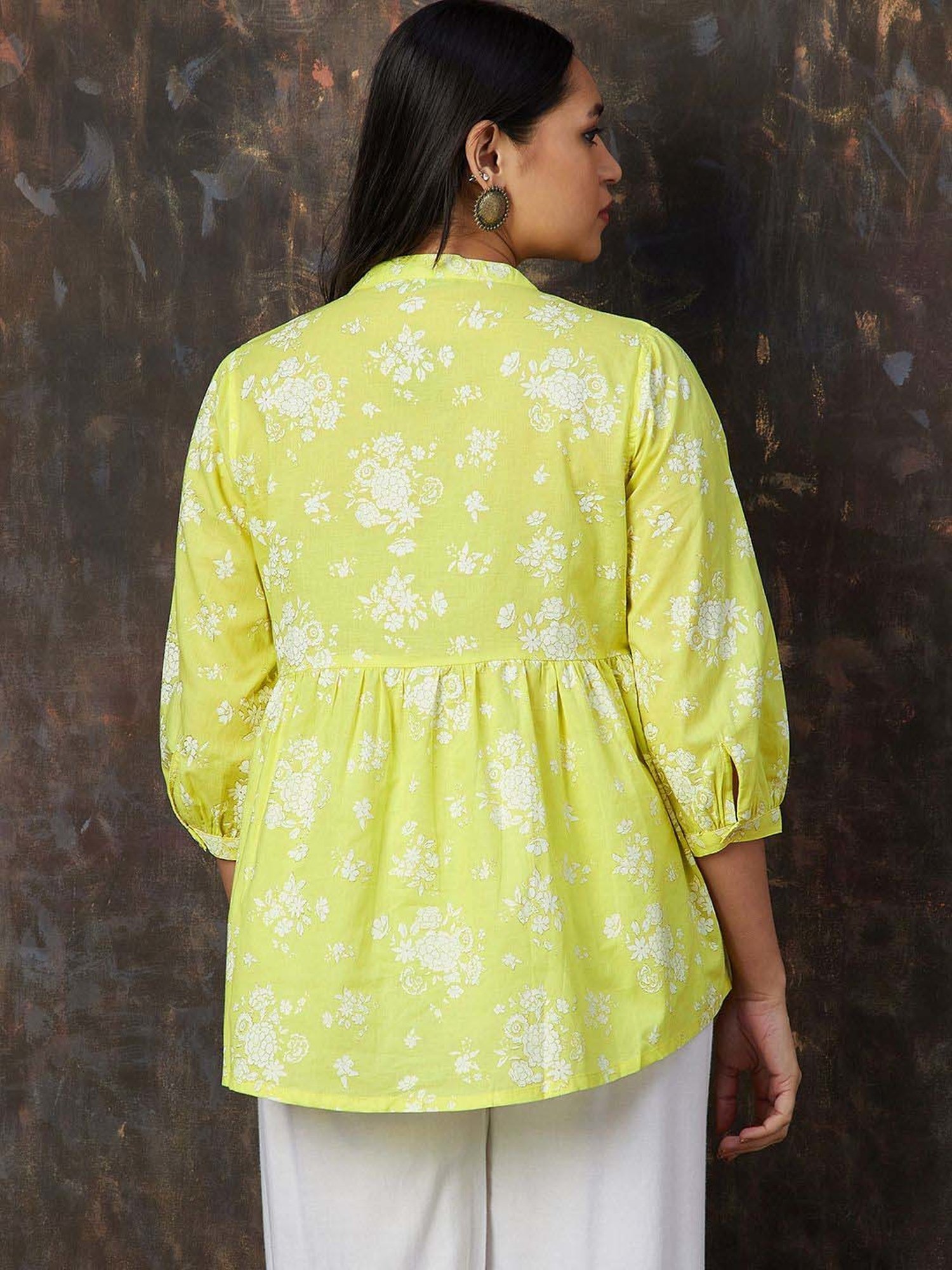 Melange by Lifestyle Yellow Cotton Embroidered Tunic