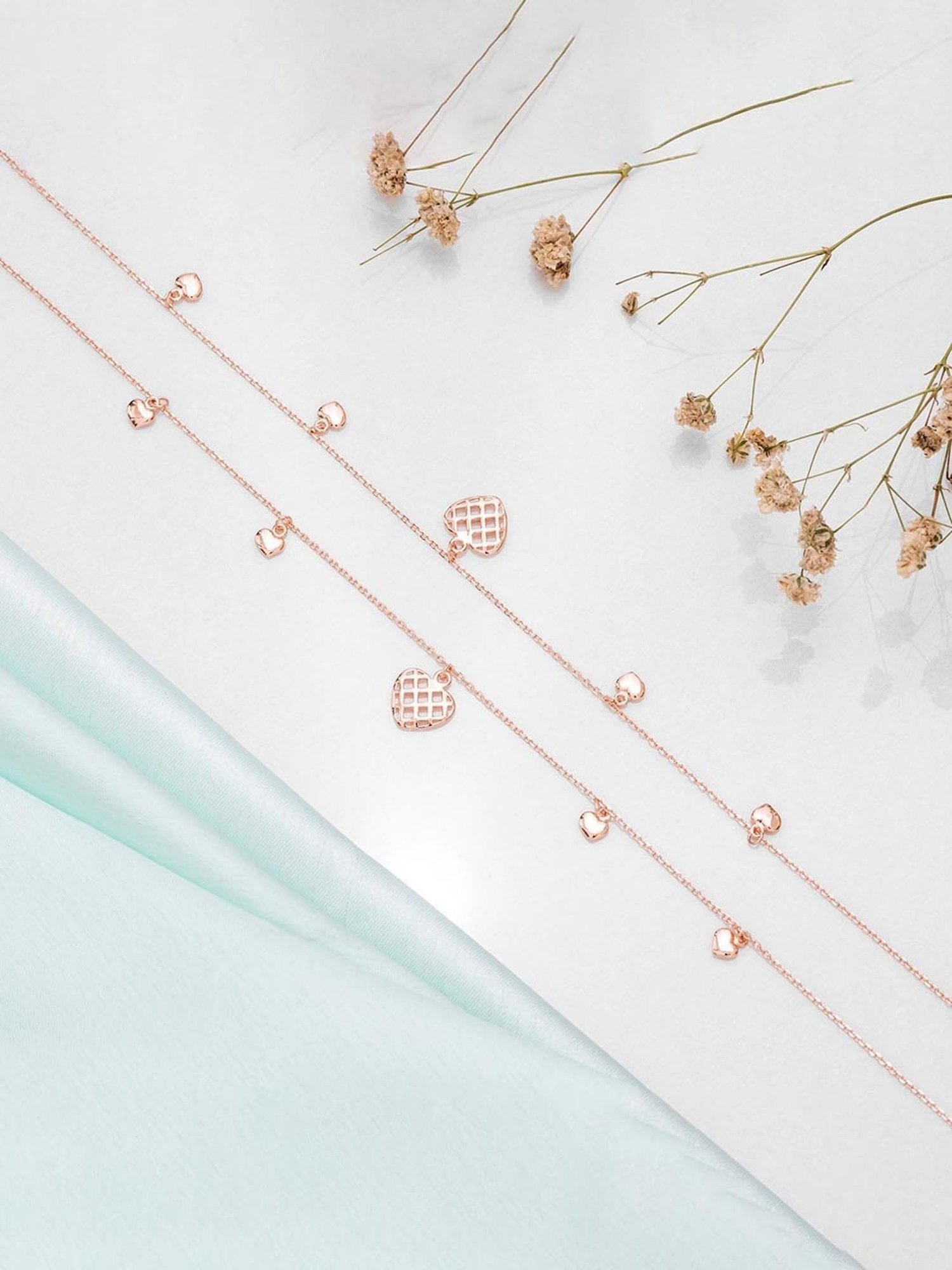 Zavya 92.5 Sterling Silver Anklet for Women (Pair of Anklets) in Rose Gold-Plating