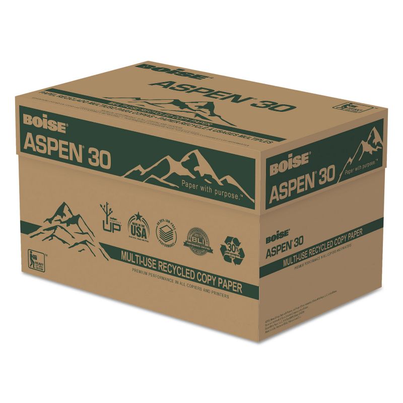 Boise ASPEN 30% Recycled Multi-Use Paper 3-Hole 92 Bright 20lb 8 1/2 x 11 White 054901P