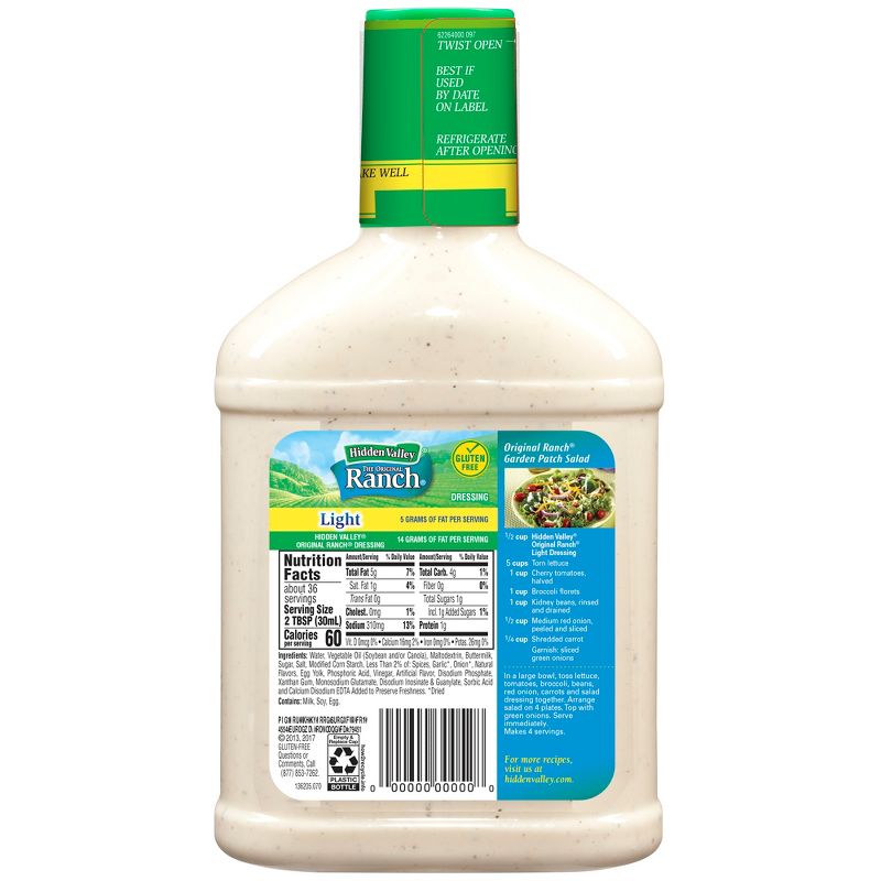 Hidden Valley Original Ranch Light Salad Dressing & Topping, Gluten Free, keto-friendly - 36fl oz