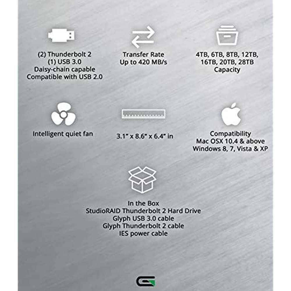 Glyph Studio RAID, 7200RPM, 2x Thunderbolt 2, USB 3