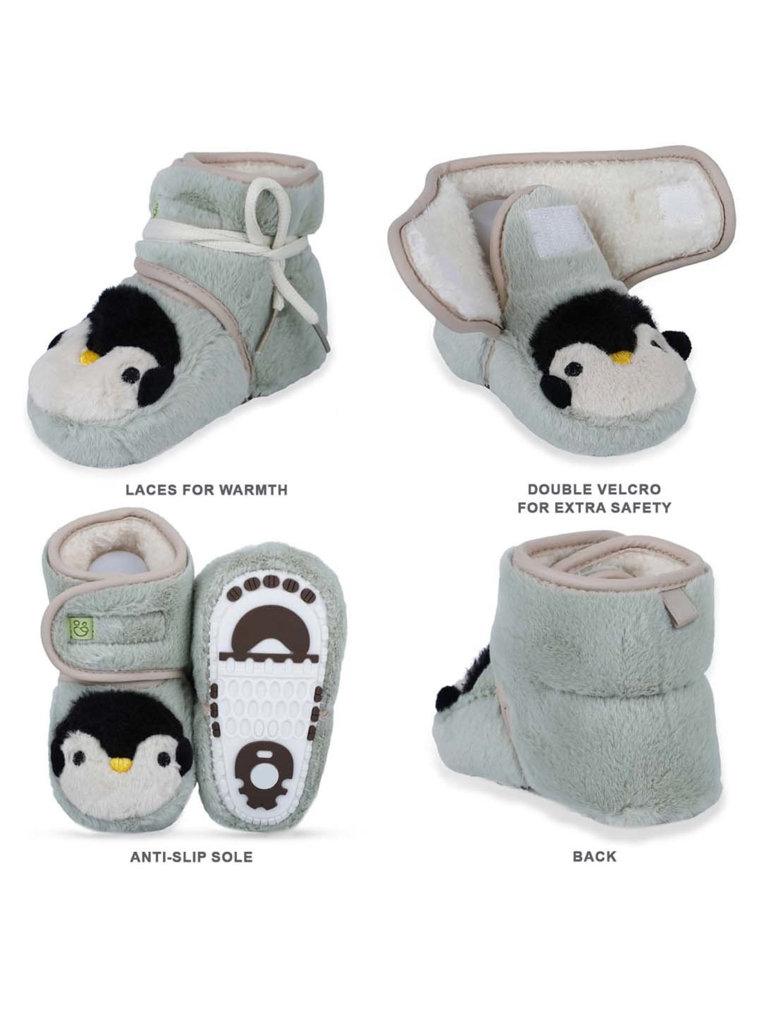 Baby Moo Kids Green & Black Casual Booties