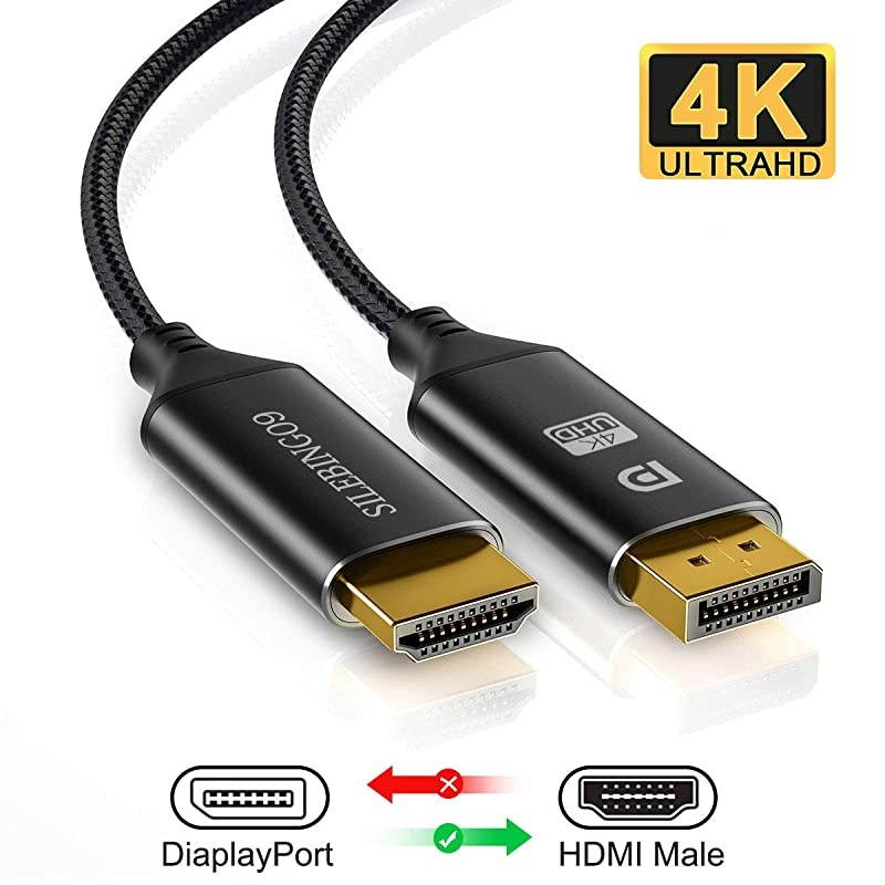 Displayport to HDMI  Nylon Braided 3FT 4K UniDirectional DP to HDMI Cable Compatible with Most Monitors
