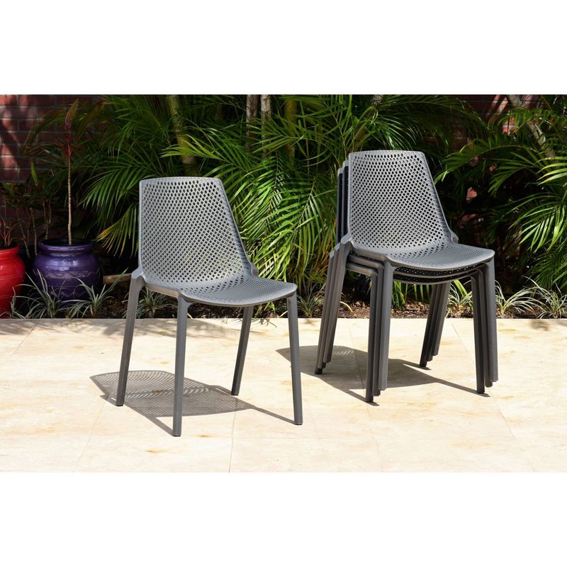 Elvis 4pk  Plastic/Resin Patio Chair Set - Gray - Amazonia