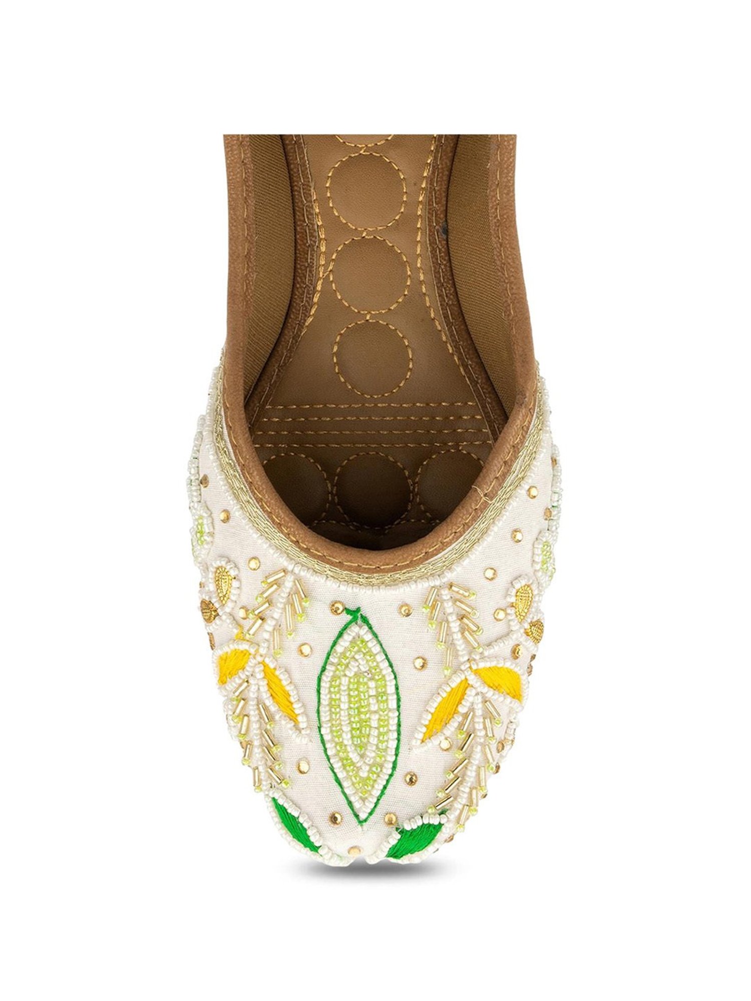 Desi Colour Women's White Ethnic Juttis