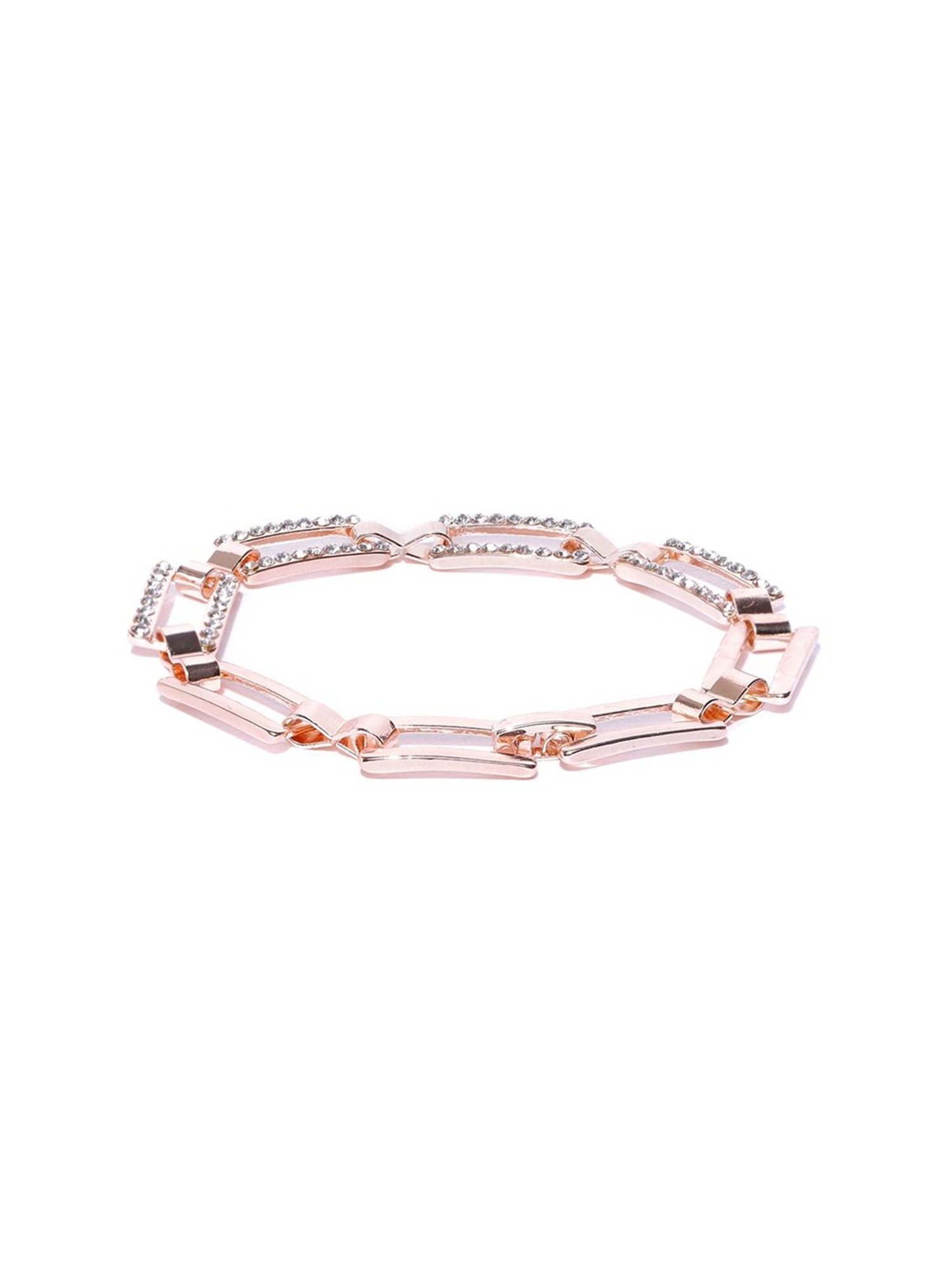 YouBella Rose Gold -Plated Stone-Studded Link Classic Bracelet