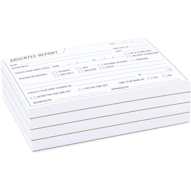 Stockroom Plus 5 Pads 500 Sheets Absentee Report Paper Forms for Work and School (6 x 4 in)