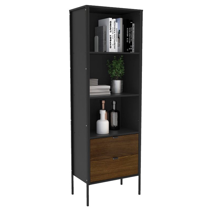 71" Mallorca Bookshelf Black/Dark Brown - Chique