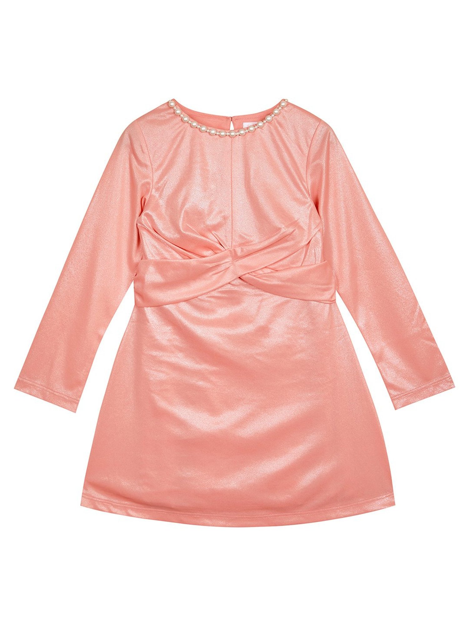 Budding Bees Kids Peach Solid Full Sleeves Dress