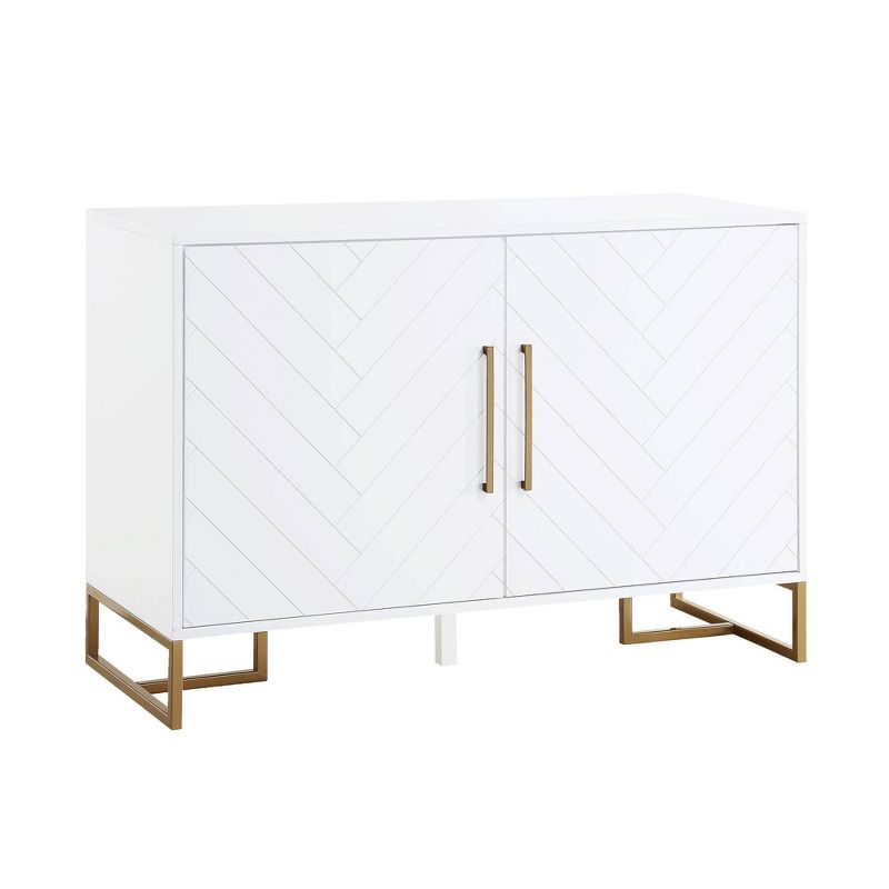 Herringbone Console Unit White - CosmoLiving by Cosmopolitan
