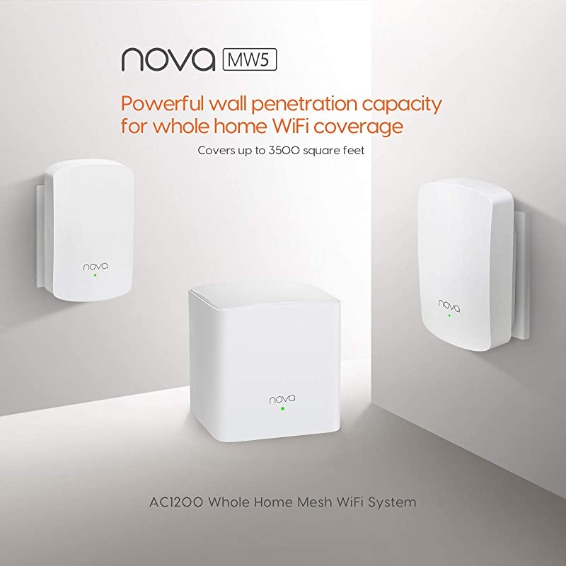 Nova Whole Home Mesh WiFi System Replaces Gigabit AC WiFi Router and Extenders Dual Band Works with  Alexa Built for Smart Home Up to 3 500 Sq ft Coverage MW5 3PK