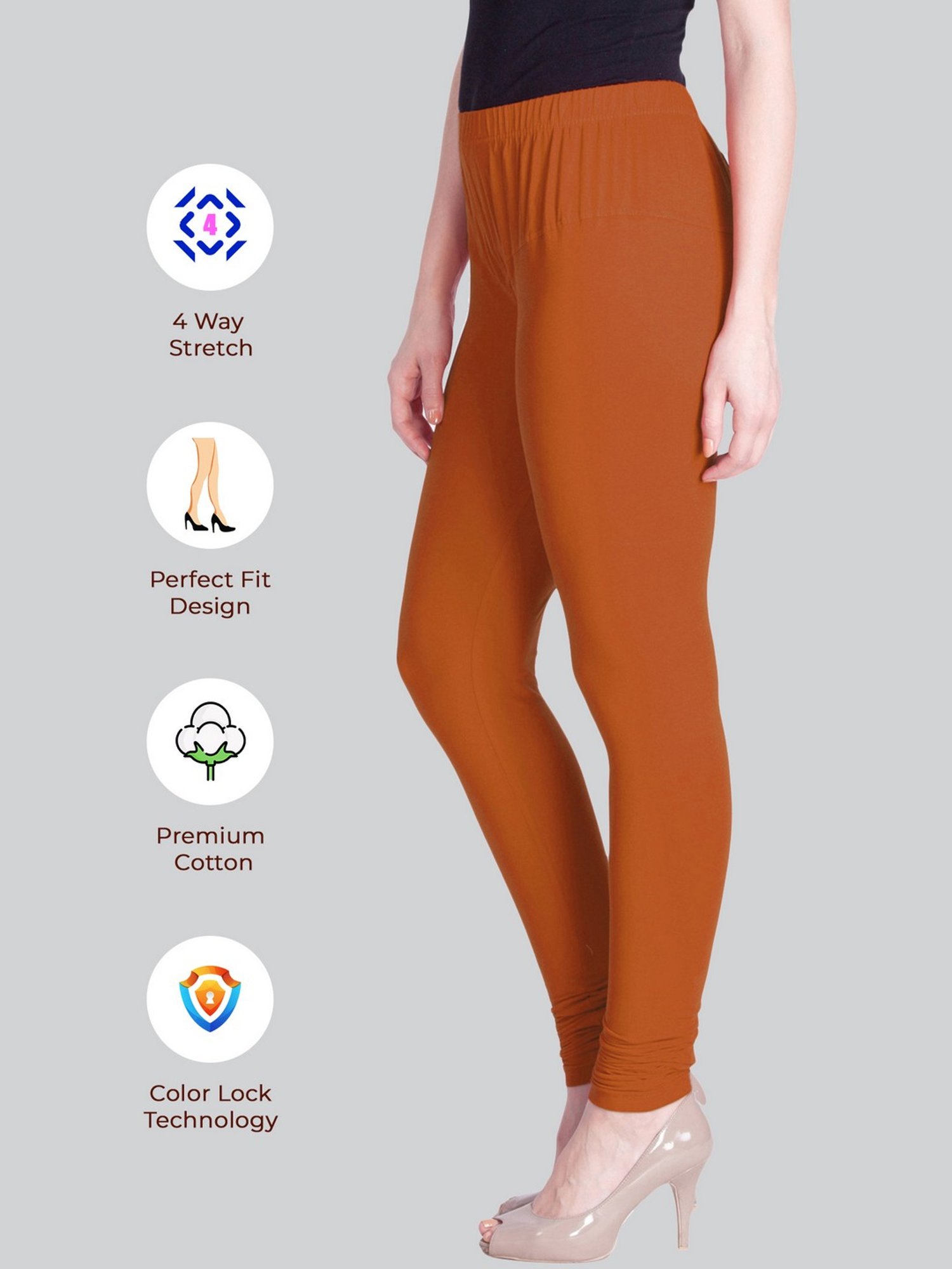 Lyra Rust Cotton Full Length Leggings