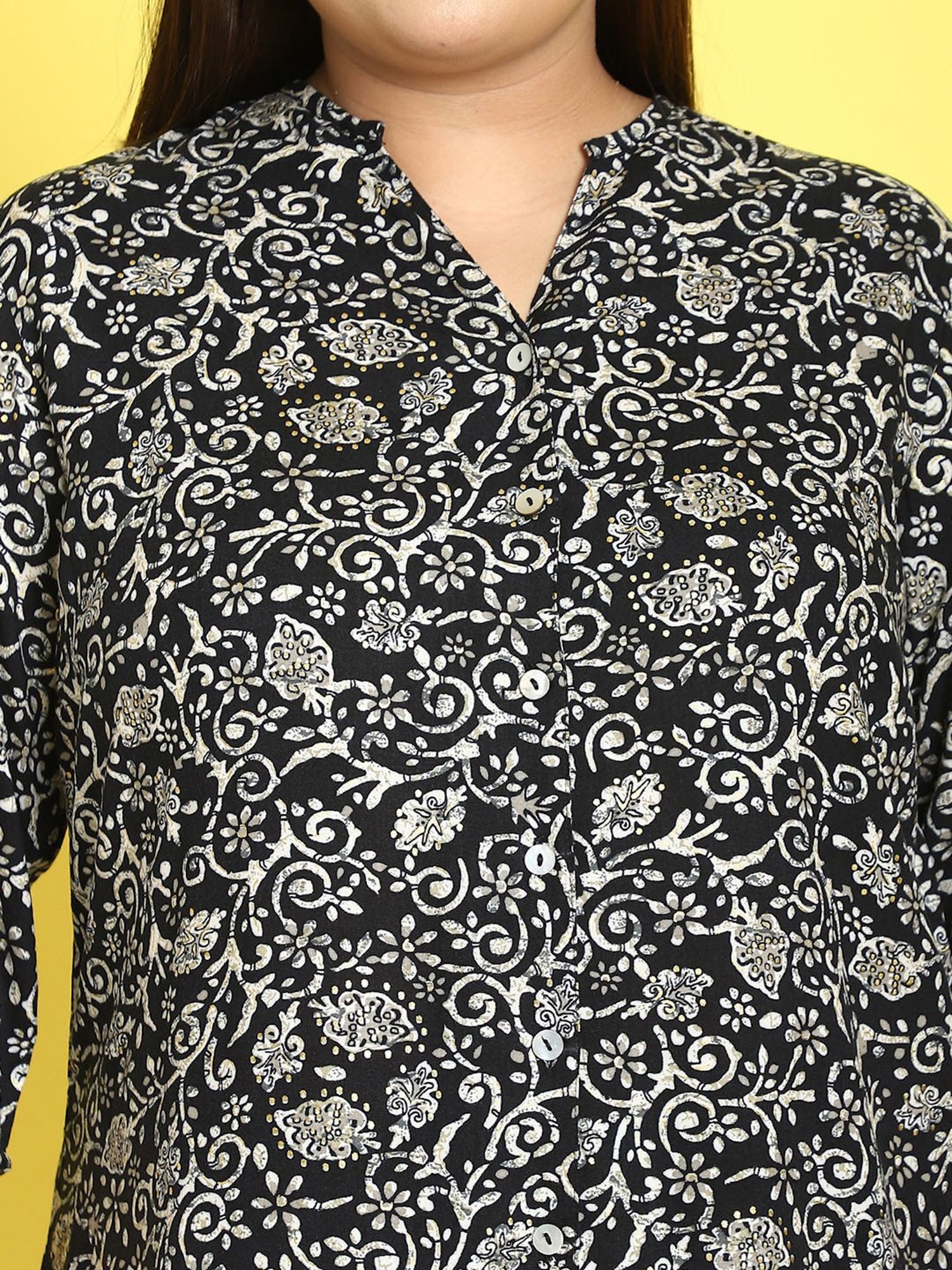 theRebelinme Black Floral Print Shirt