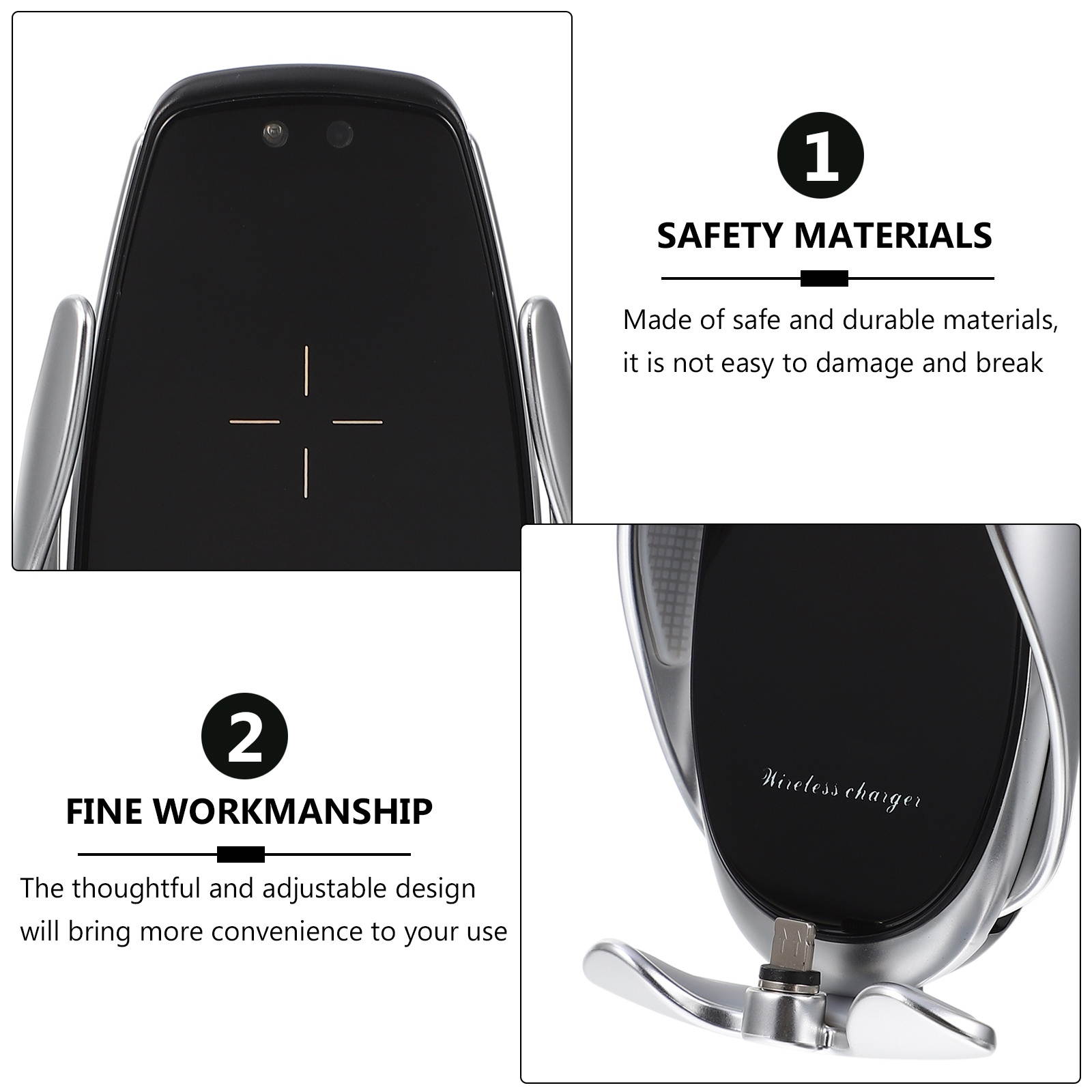 1 Set Car Mounted Phone Stand Wireless Charging Phone Bracket Car Phone Holder